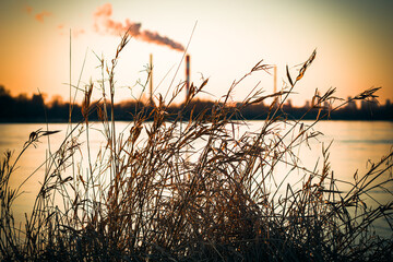 sunset, cityscape, landscape