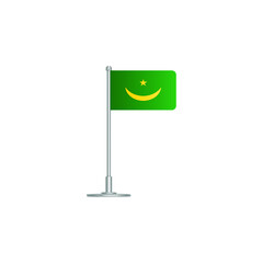 flag of Mauritania. flag Mauritania on flagpole. vector icon isolated on white background