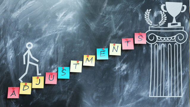 Adjustments make steps to success, wealth and prosperity in personal and business life. Adjustments help reaching awards and gratification for your hard work.,3d illustration