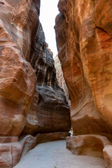 Petra, Wadi Musa, Jordan - June 6 2019: The al-Siq gorge, access to Petra