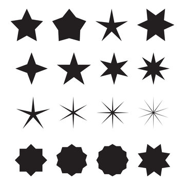 illustration of various shapes of stars on a white background