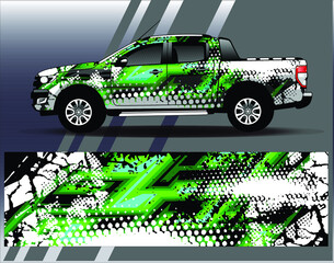 Car wrap design vector. Graphic abstract stripe racing background kit designs for wrap vehicle, race car, rally, adventure and livery