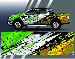 Car wrap design vector. Graphic abstract stripe racing background kit designs for wrap vehicle, race car, rally, adventure and livery