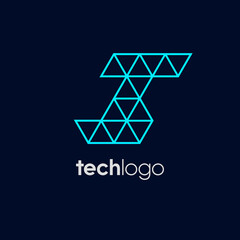 Letter I Triangle Polygon Tech Logo