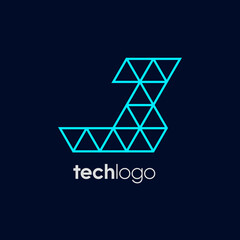 Letter J Triangle Polygon Tech Logo