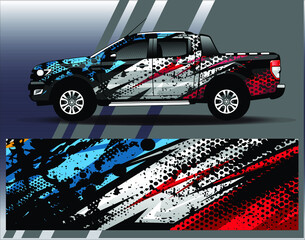 Car wrap design vector. Graphic abstract stripe racing background kit designs for wrap vehicle, race car, rally, adventure and livery