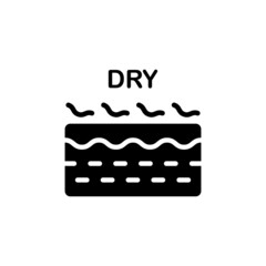 Dry Skin Silhouette Icon. Dehydrated Dermis Problem Black Pictogram. Crack, Rough, Dry, Flaking Skin Structure Icon. Isolated Vector Illustration