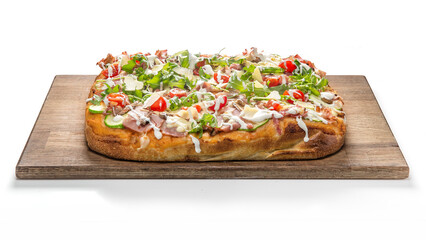 Fluffy Crust Pizza on White Background, Restaurant Fastfood