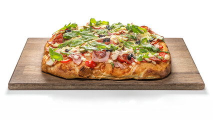 Fluffy Crust Pizza on White Background, Restaurant Fastfood