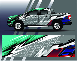 Car wrap design vector. Graphic abstract stripe racing background kit designs for wrap vehicle, race car, rally, adventure and livery