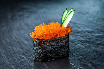 Gunkan Sushi with Tobiko, Flying Fish Roe, Restaurant Asian Food