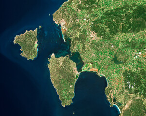 Italy, Sardegna on satellite imagery 