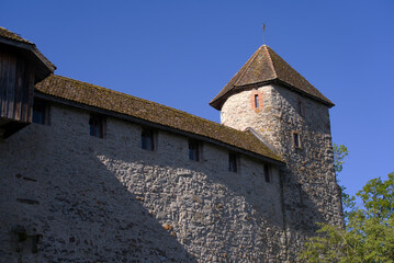 Medieval castle of Rapperswil-Jona at the old town on a sunny spring day. Photo taken April 28th, 2022, Rapperswil-Jona, Switzerland.