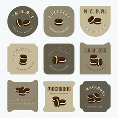 Set of macaron French pastries logo.