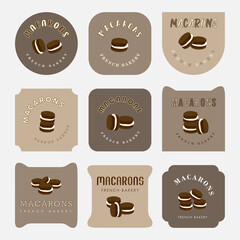 Set of macaron French pastries logo.