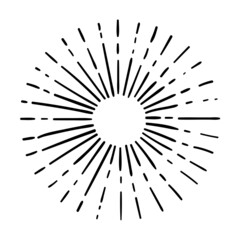Obraz premium Sunburst, explosion effects, vintage doodle isolated on white background