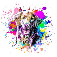 dog head with creative colorful abstract elements on white background - obrazy, fototapety, plakaty