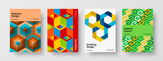 Vivid cover design vector concept composition. Premium mosaic pattern corporate brochure illustration collection.