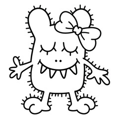 Cute cartoon monsters. Coloring book page for children