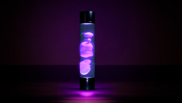 Rose Lava Lamp Lighting In Dark Room - Object 3D Rendering