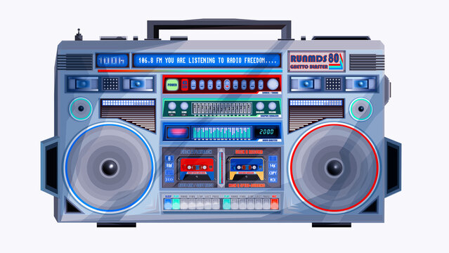 Vintage ghetto blaster boombox object illustration