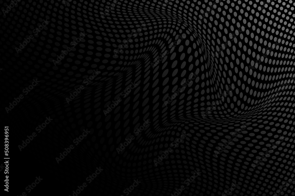 Wall mural Abstract halftone wave dotted background. Futuristic twisted grunge pattern, dot, circles. Vector modern optical pop art texture for posters, business cards, cover, labels mock-up, stickers layout.