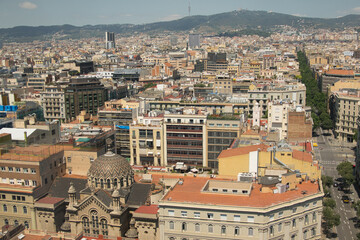 Fototapeta na wymiar Aerial view of the city of Barcelona, in Catalonia, Spain