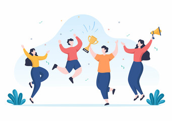 Happy Employee Appreciation Day Cartoon Illustration to Give Thanks or Recognition for their Employees with with Great Job or Trophy in Flat Style