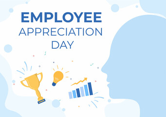 Happy Employee Appreciation Day Cartoon Illustration to Give Thanks or Recognition for their Employees with with Great Job or Trophy in Flat Style