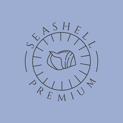 seashell premium line art logo vector symbol illustration design