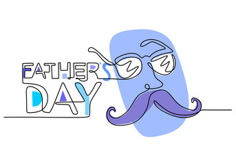 One continuous single line of happy father day isolated on white background.