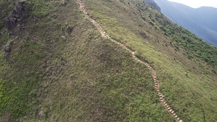 winding trail on the range of Lantau peak in Hong Kong, one of highest mount © LT