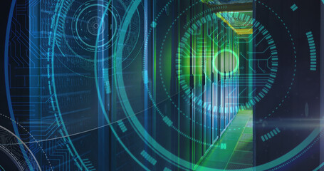 Obraz premium Image of scope scanning and data processing over computer servers