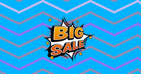 Image of big sale text on blue background
