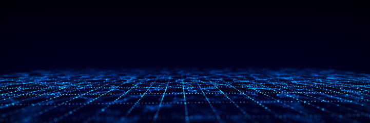 Futuristic digital data transfer concept. High-speed data flow of cryptocurrency servers. Blockchain technology. 3D rendering.