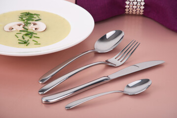 Mushroom cream soup. Soup in a bowl.