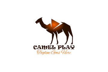 Vector Logo element with illustration of Camel and Play Button. Usable for media brands in Arab and African countries