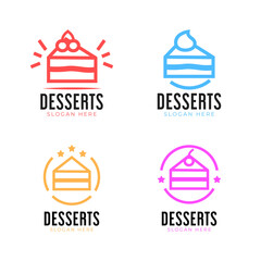 Dessert logo collection with slice cake concept for birthday or celebration event