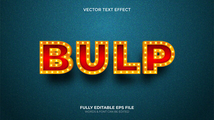 Editable Vector Bulb Cinema Sign Vector Text  Effect - obrazy, fototapety, plakaty