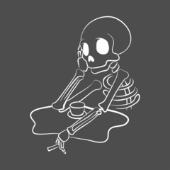 skull is dizzy while holding cigarette