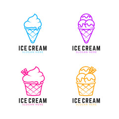 Ice cream logo collection with a sweet flavor and cold for a delicious dessert