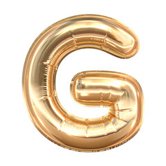 Golden balloon letters. Balloon letter G isolated on white background