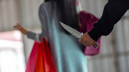 Robbery or criminal man in black hoodie, Criminal aggression crime violence, Asian robbery thief...