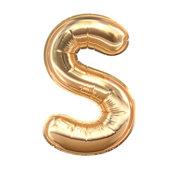 Golden balloon letters. Balloon letter S isolated on white background