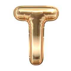 Golden balloon letters. Balloon letter T isolated on white background