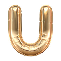 Golden balloon letters. Balloon letter U isolated on white background © Fabio