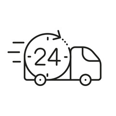 Online 24 delivery simple line icon, Online 24 editable stroke outline icon, high quality vector symbol for mobile app.
