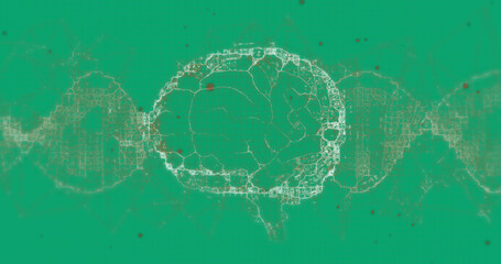 Image of brain and shapes on green background