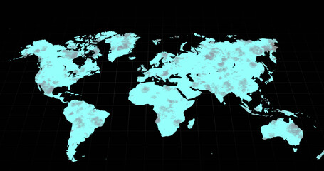 Image of world map on black background