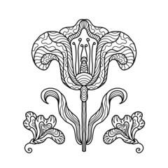 Outline hand drawn vector mandala flower. Adult coloring page for relaxation in zen tangle style.